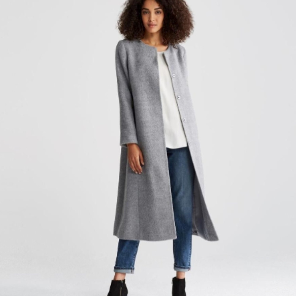 New Eileen Fisher Suri Alpaca Coat in Grey (XS)